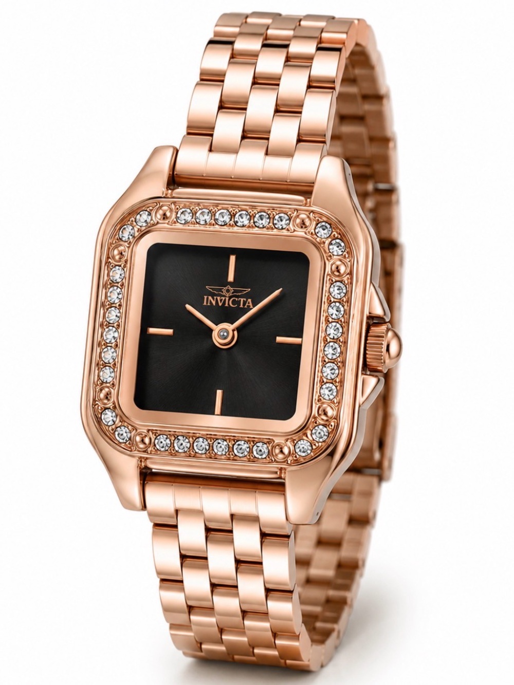 Invicta Celestial Rose Gold Bracelet Watch, Austrian Crystal Bezel, 24mm